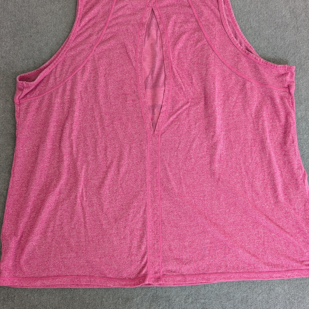 Womens Reebok Pink Heather Delta Logo Keyhole Back Muscle Tank Top - 2X - Picture 5 of 5